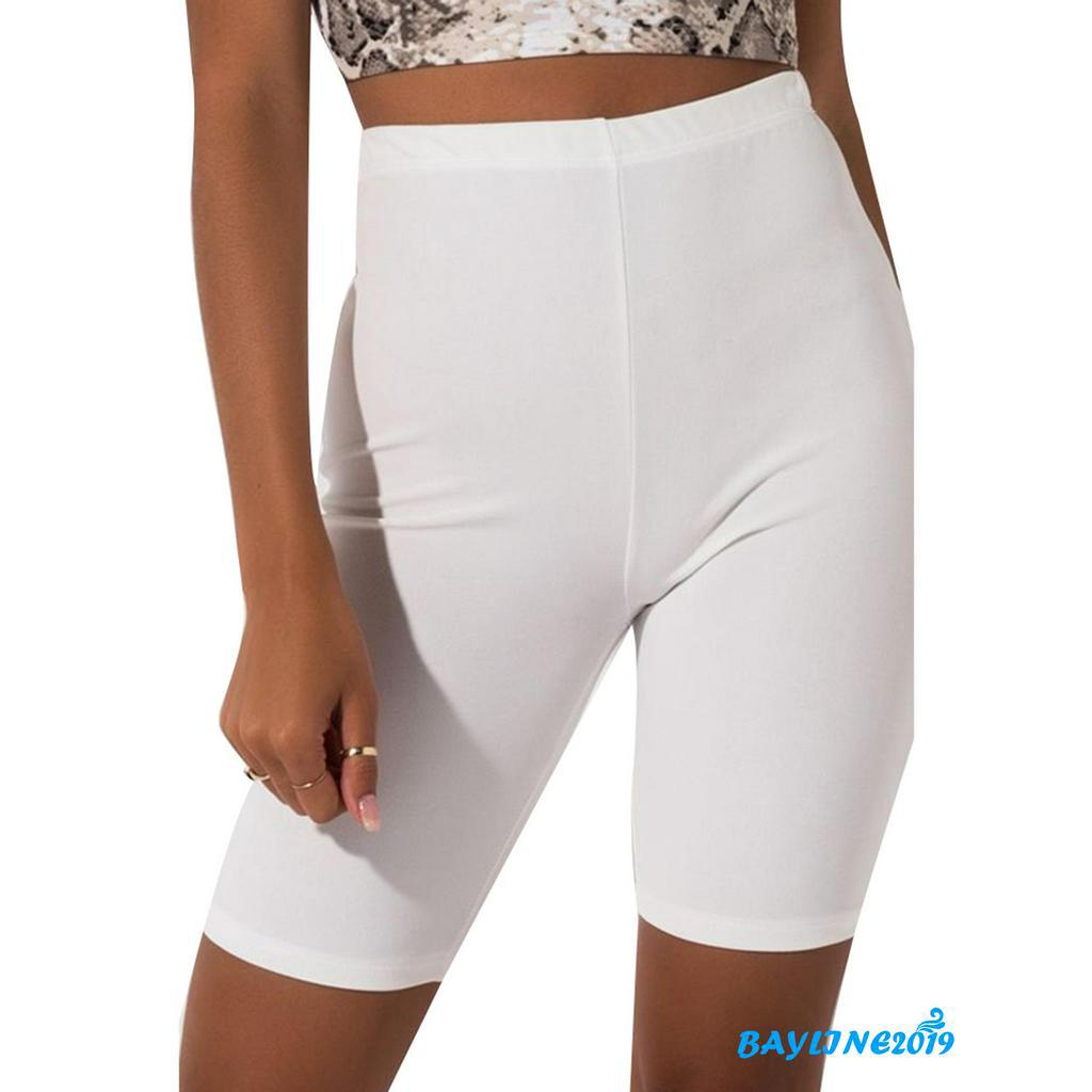 Quần Đùi Thể Thao Lưng Cao Màu Trơn Dành Cho Nữ