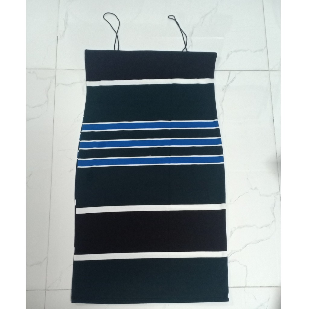 Đầm body hai dây sọc ngang chất thun form ngắn y hình co giãn tốt MIDORI247