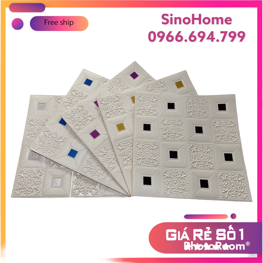 Miếng Xốp Dán Tường 3D nhũ kim tuyến 70 X 70cm - dày 6mm - Hàng Nhập Khẩu Cao Cấp