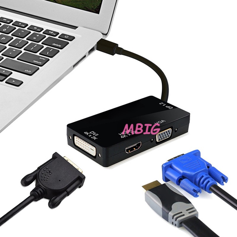 MG DP 1.2V to DVI VGA HDMI 4K Adapter 3-in-1 Multifunction Converter for Computer PC Projector @vn
