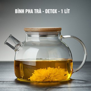 Ấm Pha Trà Detox Bằng Thủy Tinh Cao Cấp Với Dung Tích 1 Lít (có SHIPNOW giao ngay trong ngày)