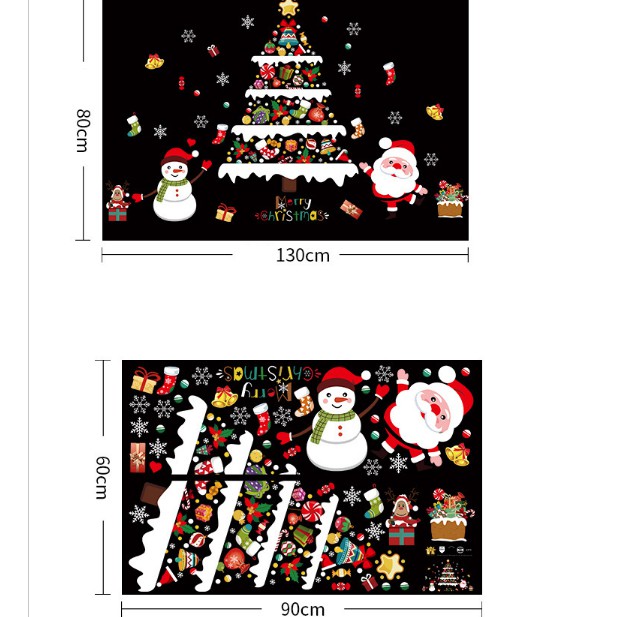 Decal trang trí tường Noel - Cây Thông Họa Tiết Nhiều Phụ kiện đáng yêu