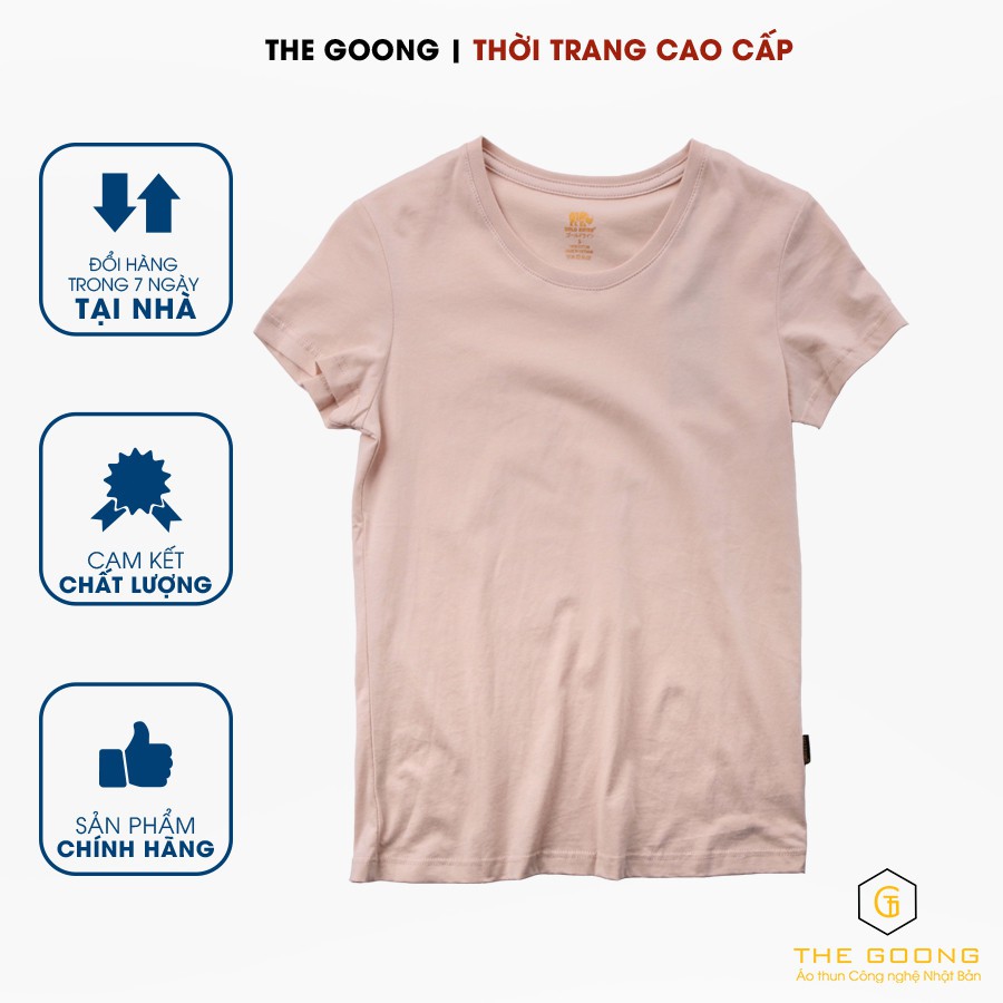 Áo Phông Trơn Nữ TheGoong Cổ Tròn, Áo Thun Nữ Basic Cotton Cao Cáp Hàng Hiệu Thoáng Mát Kháng Khuẩn Tay Ngắn Cát