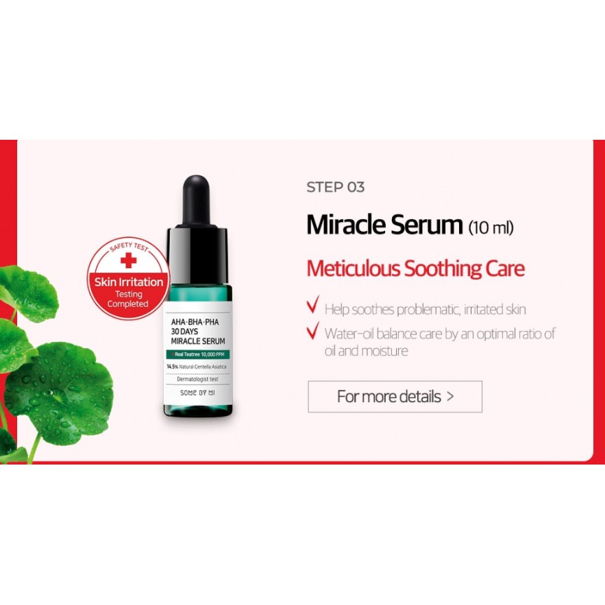 Bộ Dưỡng Hỗ Trợ Giảm Mụn Trong 30 Ngày Some By Mi Miracle AC SOS Kit (4 items) 90g