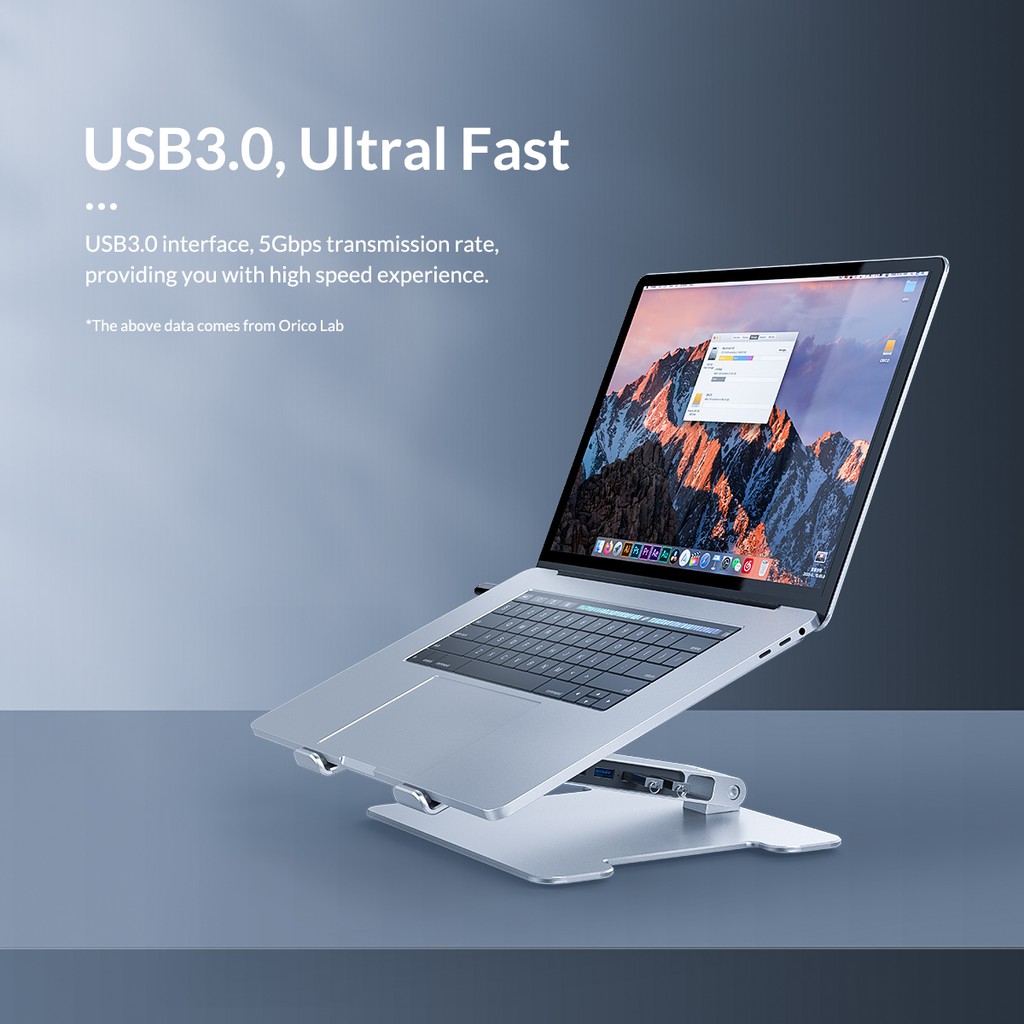 Giá đỡ Laptop  tích hợp 4 cổng USB 3.0 Orico LST-4A - Hàng Chính Hãng