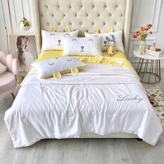 Bộ Chăn Ga Gối Cotton Lụa Tai Thỏ Chất Đẹp