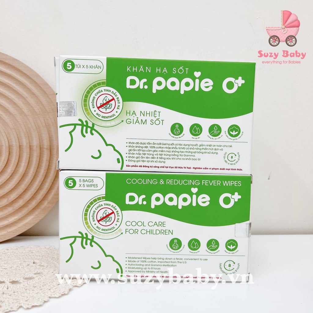 KHĂN LAU HẠ SỐT CHO TRẺ SƠ SINH DR.PAPIE, Suzy baby