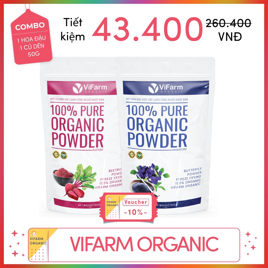 Bột Hoa Đậu Biếc Nguyên Chất 100% ViFarm 50Gram