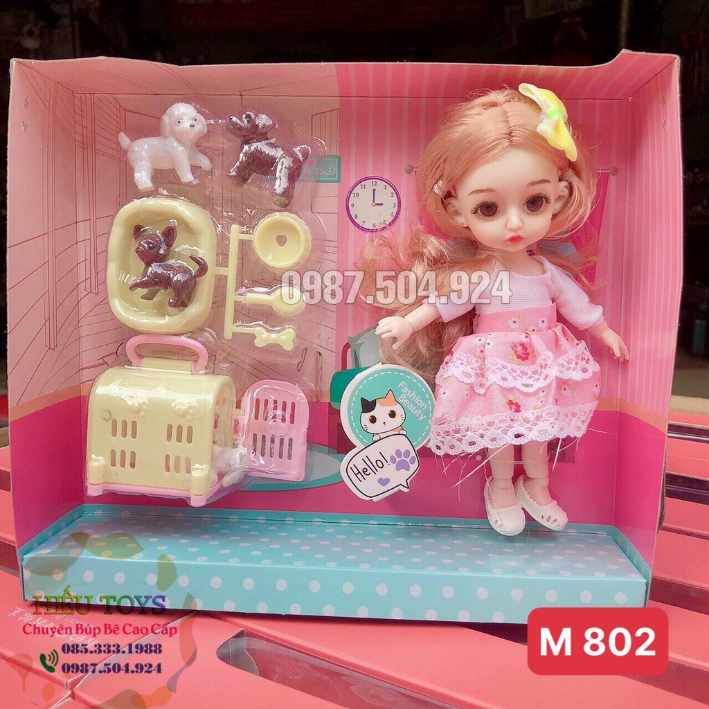 Búp Bê  BJD 16cm Có Khớp  Kèm Váy Phụ Kiện Đẹp Xinh Xắn Dễ Thương  Đồ Chơi Cho Bé Gái