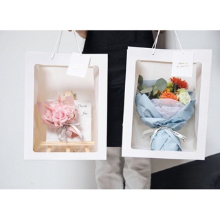 Set 30 Túi Hộp Giấy Mặt Kính Mika Đựng Hoa, Quà Tặng Sang Trọng
