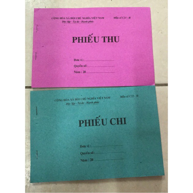 Phiếu Thu Chi 😍FREESHIP😍 Phiếu Thu - Chi 1 Liên 50tr Cả Bìa