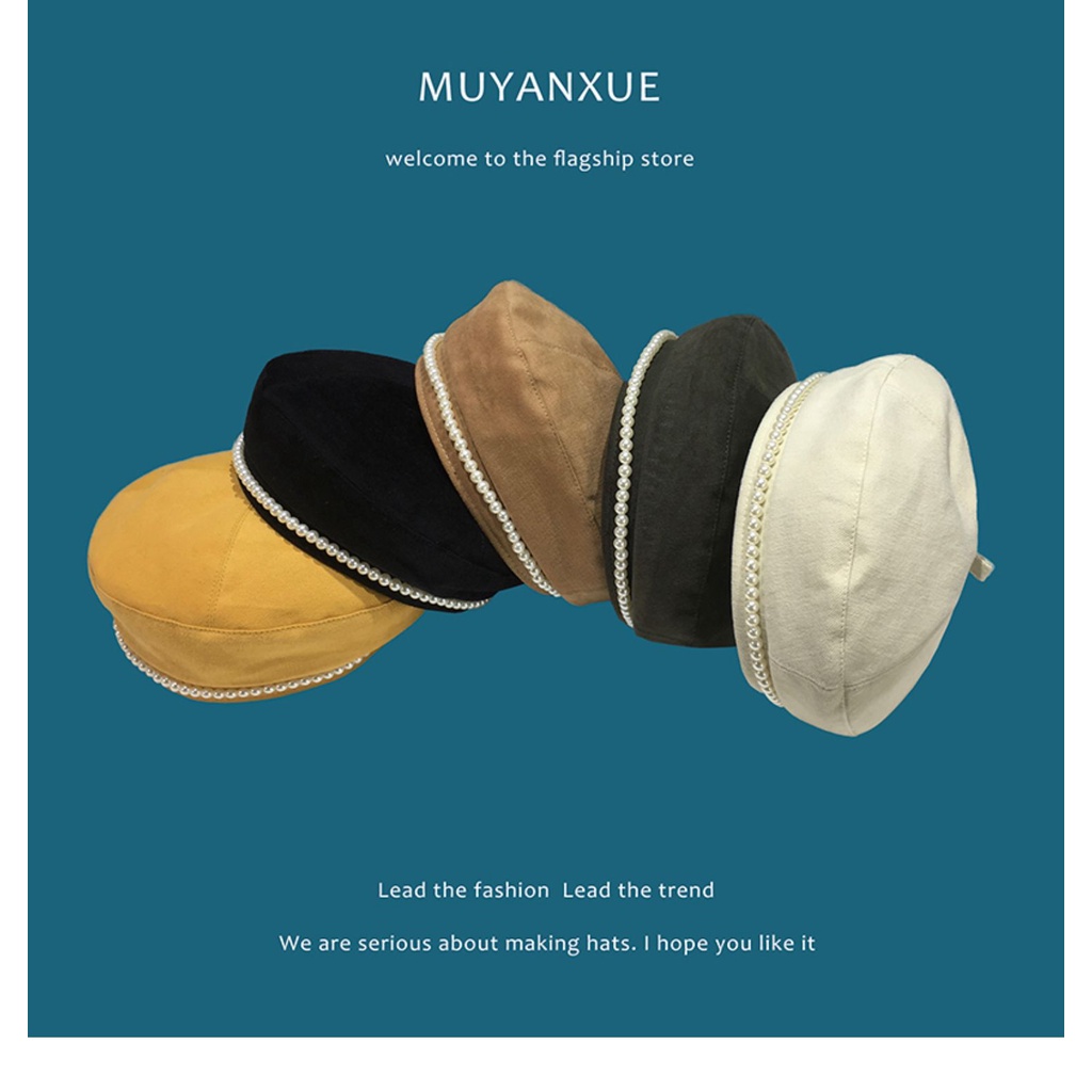 Mũ nồi đính ngọc trai giả phong cách Hàn Quốc thời trang nữ