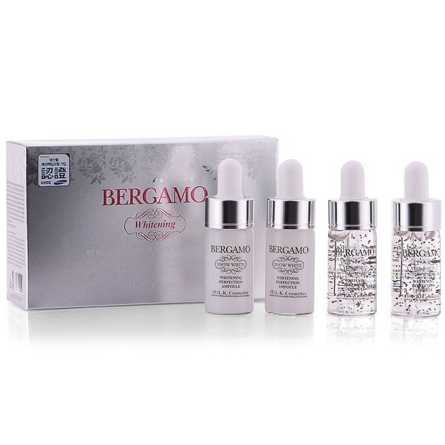 [HSD 02/2022] Serum dưỡng trắng da Bergamo Snow White & Vita White Whitening SET 4 ống (hộp trắng)