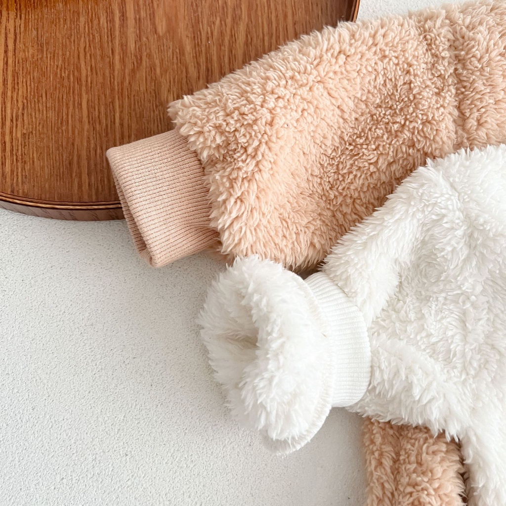 Bộ Áo Liền Quần Tay Dài Chất Liệu Dày Dặn Dễ Thương Thời Trang Mùa Đông Cho Bé Sơ