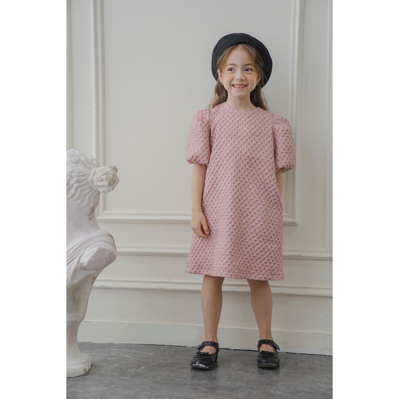 Đầm thiết kế dự tiệc tay bồng Xốp Cotton Hồng - Jasmine Dress