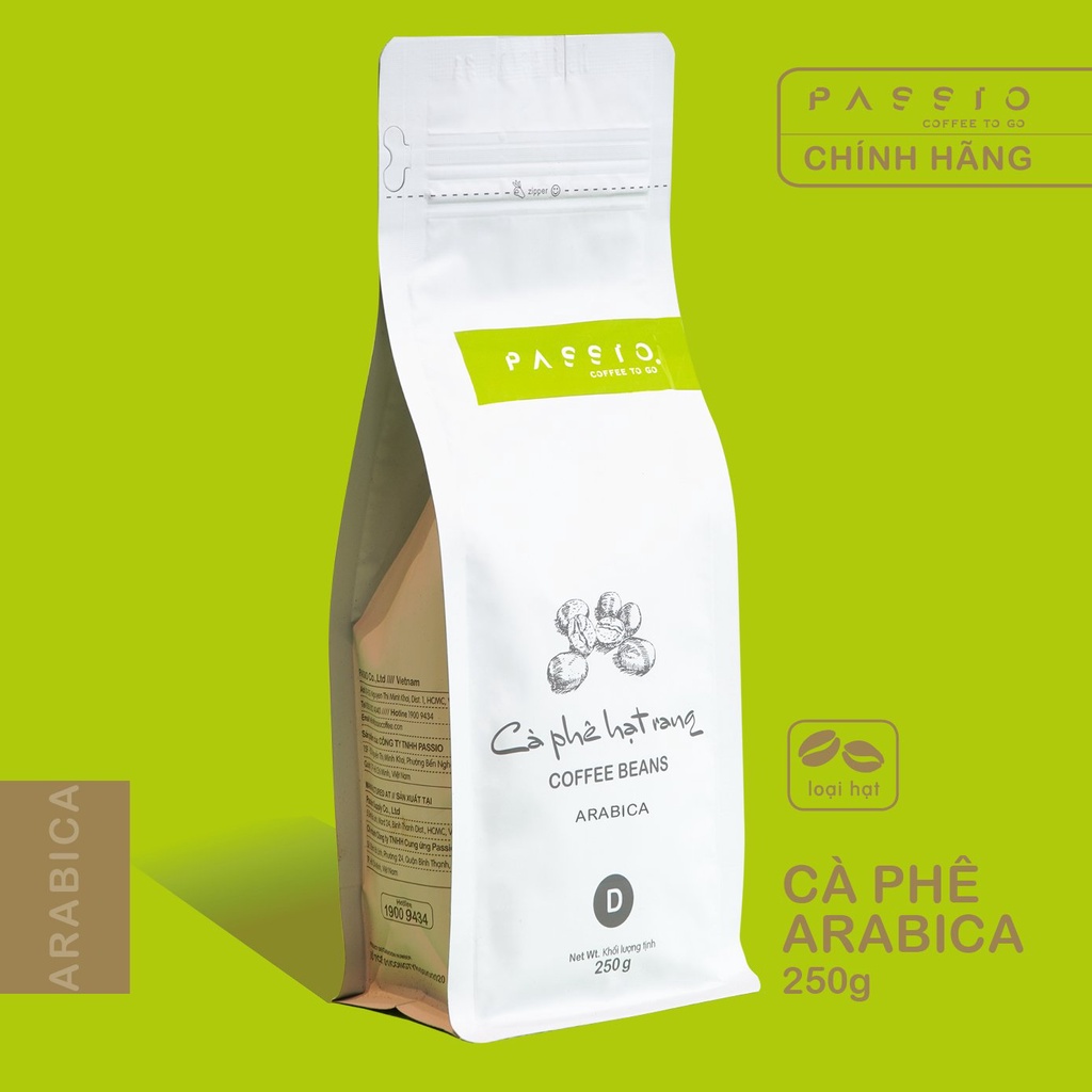 Cà phê Arabica dạng Hạt nguyên chất 100% rang mộc - Passio Coffee