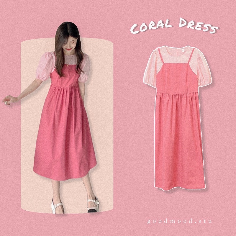 Đầm Sơ Mi Tay Phồng Giả Hai Lớp Phong Cách Hàn Quốc