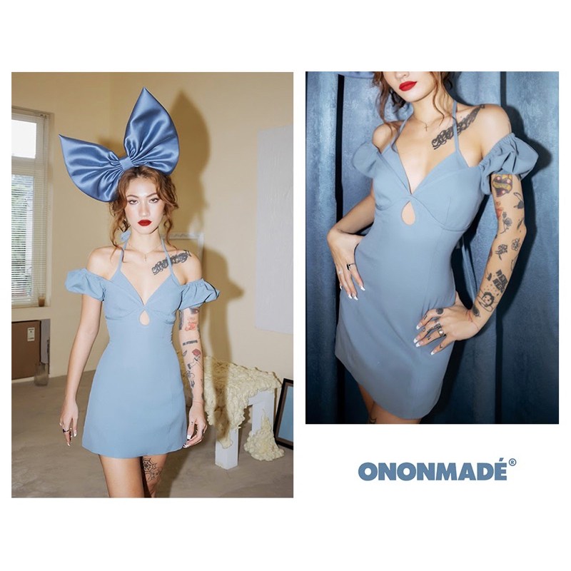 ONONMADE | Đầm ngắn kiểu màu xanh - Ratched Flounce Dress | BigBuy360 - bigbuy360.vn