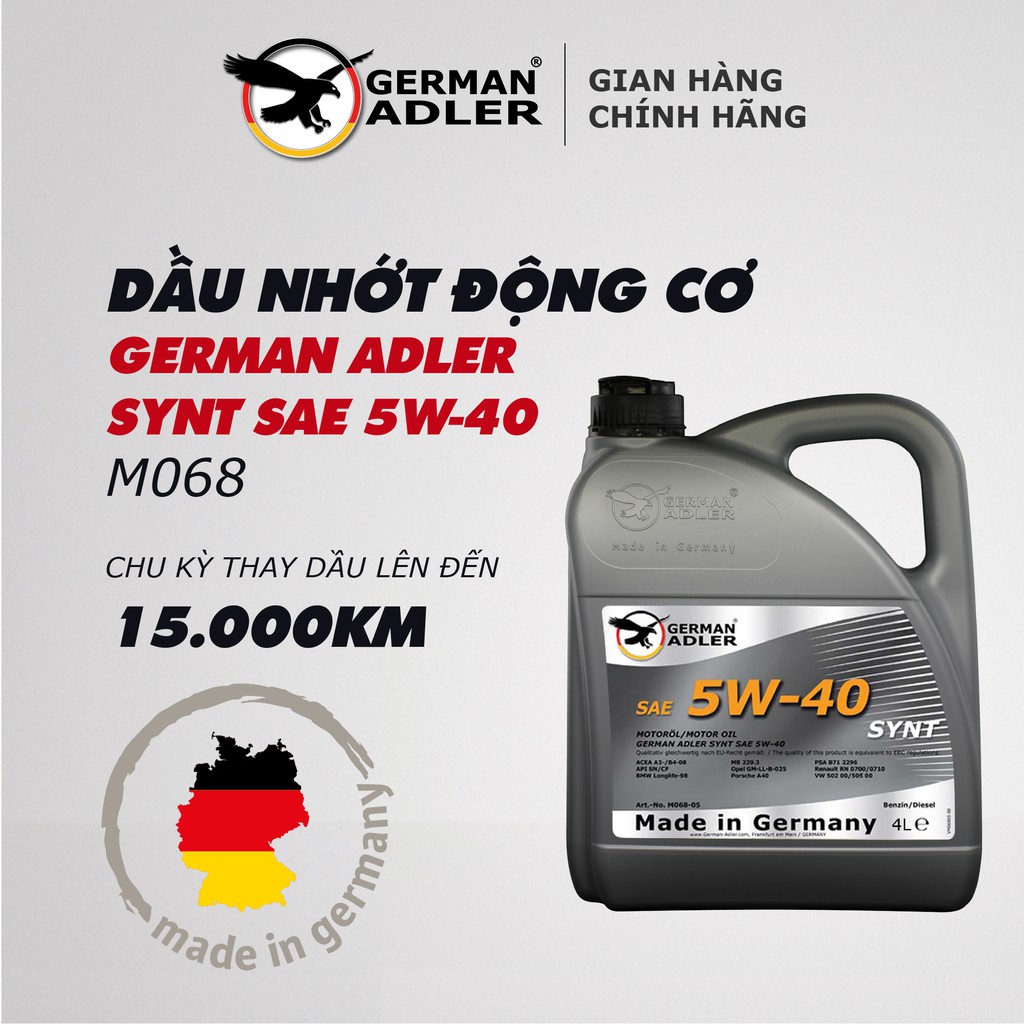 Dầu nhớt động cơ German Adler Synt SAE 5W-40 4 lít M068