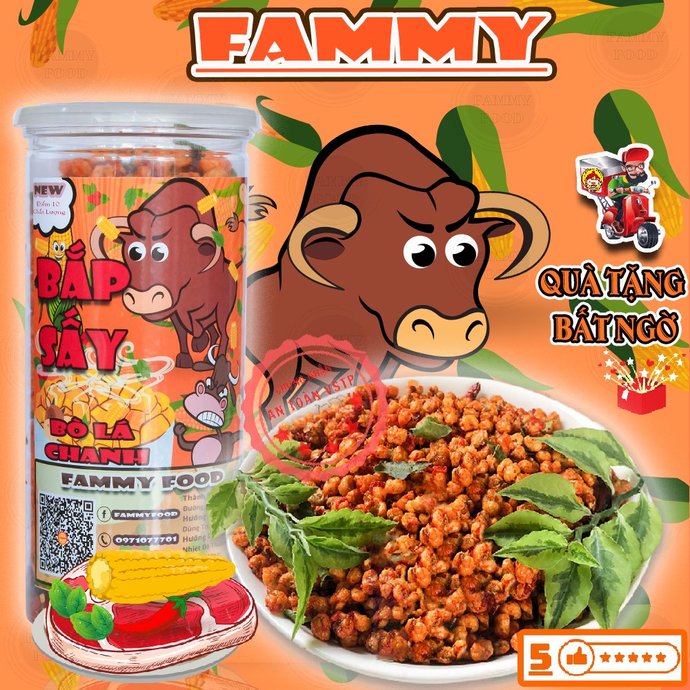 Bắp sấy khô bò lá chanh 350g FAMMY, đồ ăn vặt Đà Lạt vừa rẻ vừa ngon