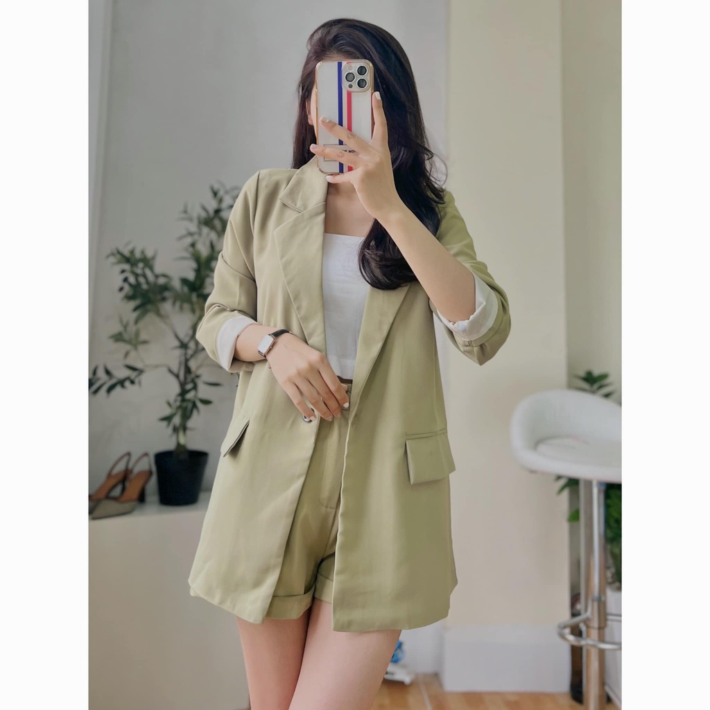 [Ảnh thật/video] Áo Blazer phong cách ulzzang Hàn Quốc Áo vest nắp gập hai lớp cực xinh xắn