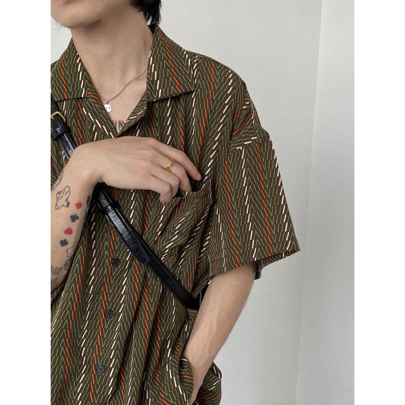 Áo Sơ Mi Pijama Tay Ngắn Dáng Rộng Cổ Bẻ In Họa Tiết Hoa Phong Cách Nhật Bản Thời Trang Mùa Hè Dành Cho Nam 2022