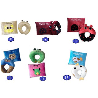 Combo gối đỡ cổ chữ U và Gối tựa lưng Thêu Họa Tiết - THIVI