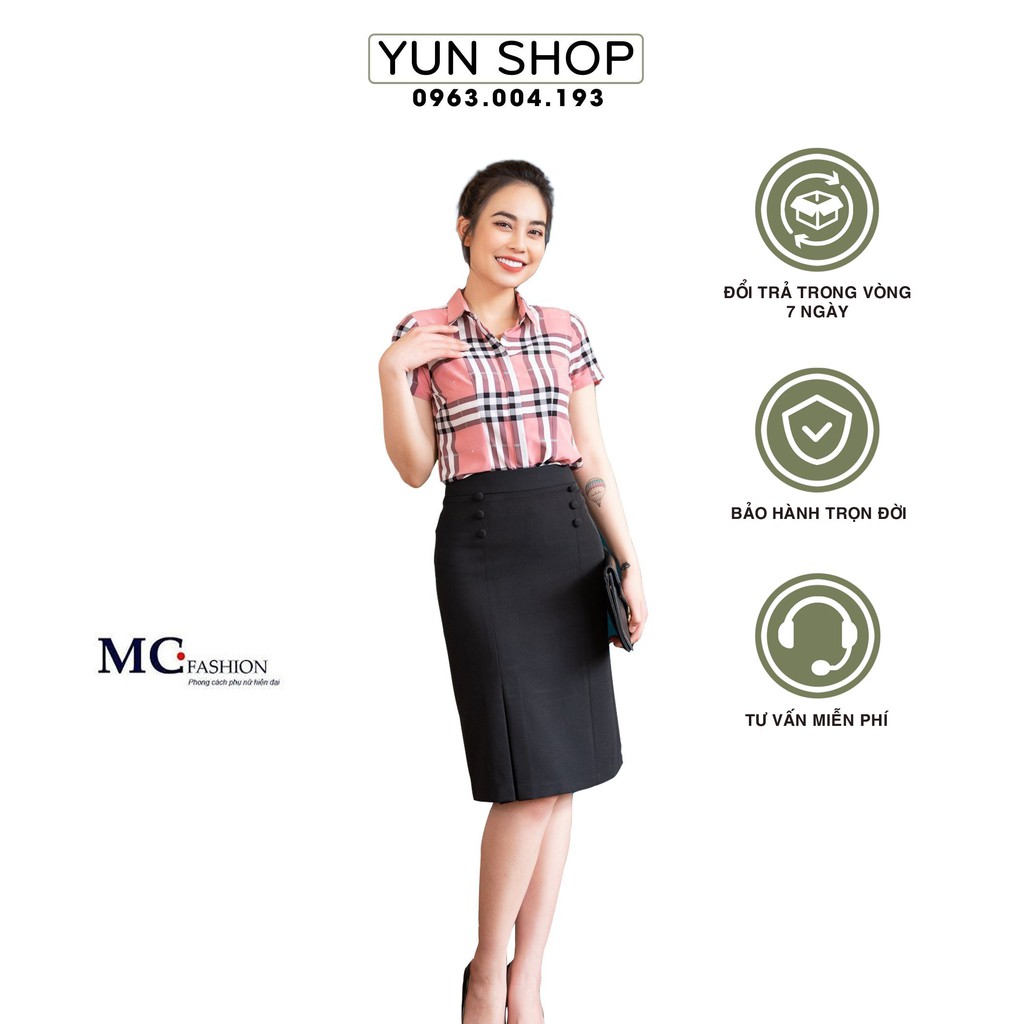 Áo Sơ Mi Nữ- Áo Sơ Mi Công Sở Thanh Lịch Kiểu Dáng Cộc Ngắn Tay  A665 Kẻ Bbr Màu Hồng