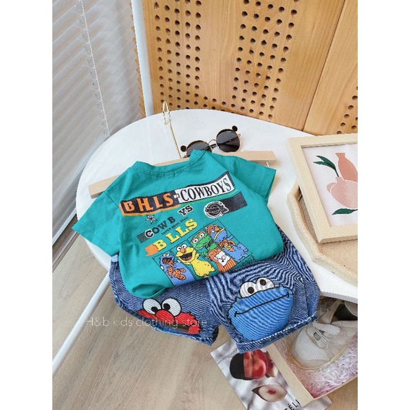 [8-19kg] Set bộ HB kids áo phông quần jean bé trai