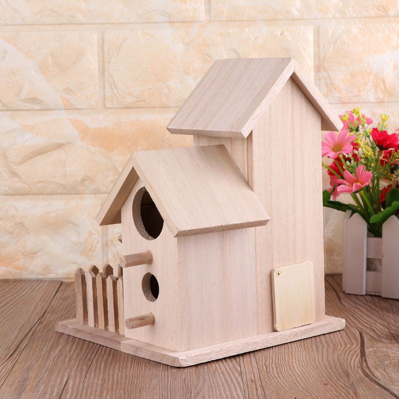 Tổ Chim Bằng Gỗ Tự Nhiên Hình Ngôi Nhà Sáng Tạo Dùng Trang Trí