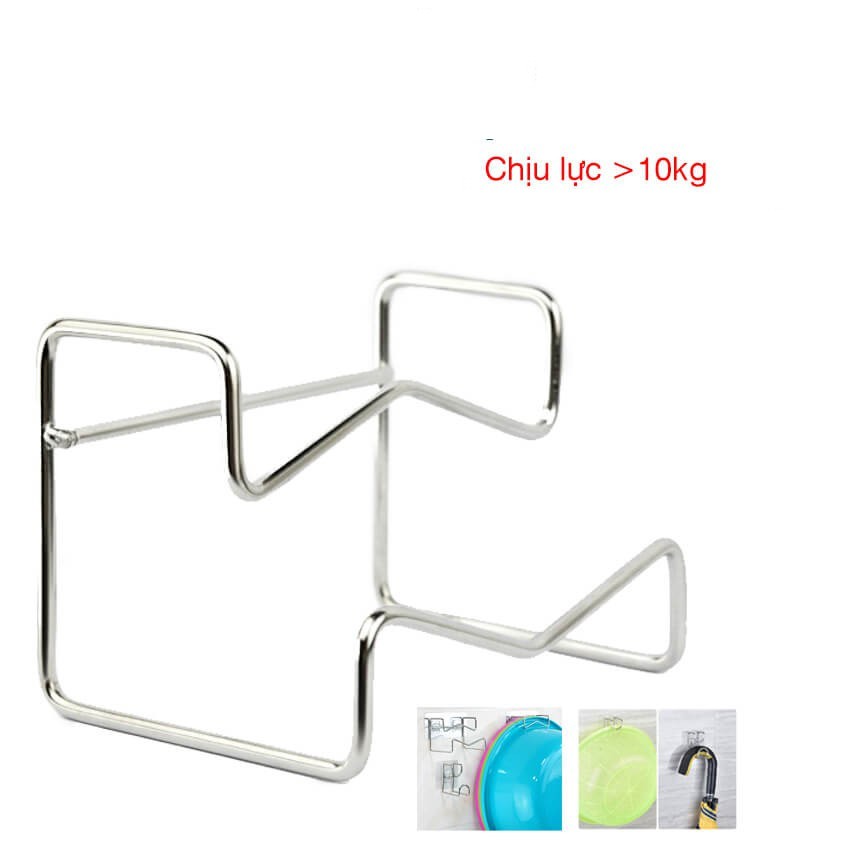 Móc dán tường treo chậu đồ dùng siêu dính chịu lực tới 10kg bằng inox