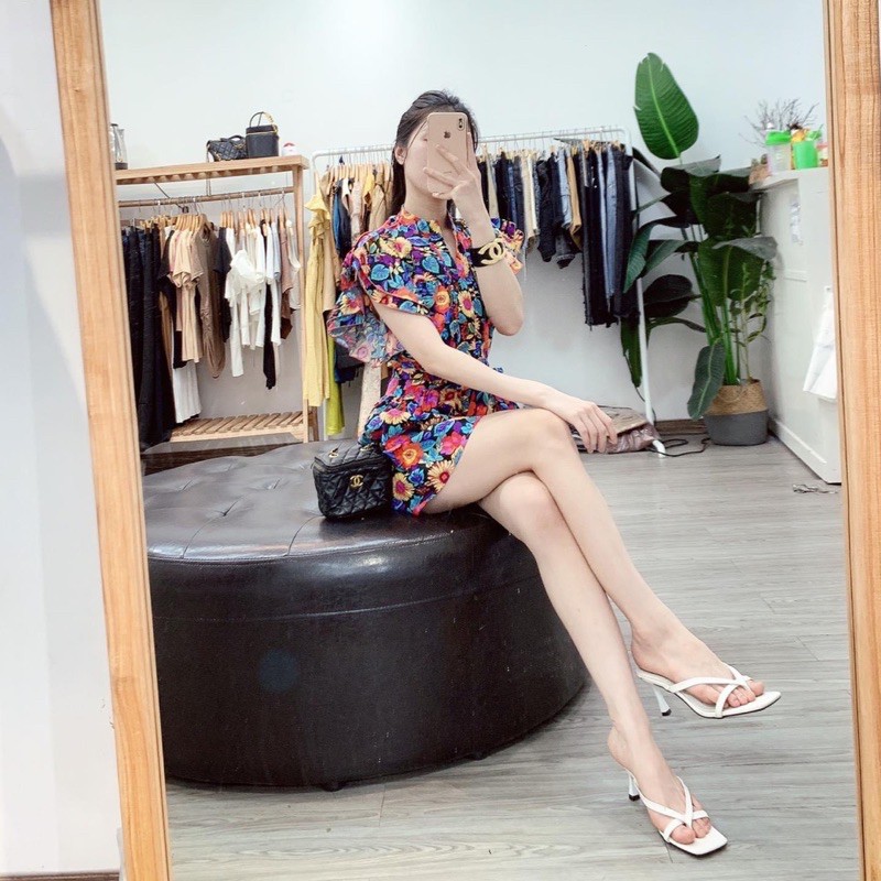 váy jum hoa cổ xẻ siêu xinh | BigBuy360 - bigbuy360.vn