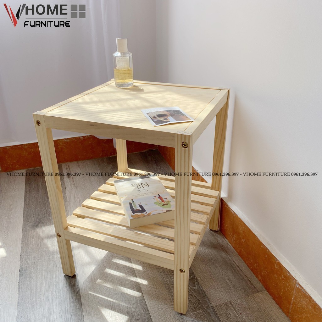 Kệ Đầu Giường Gỗ Thông VHOME Furniture Mặt Gỗ 35cm x 35cm x 50cm Nội Thất Lắp Ráp | BigBuy360 - bigbuy360.vn
