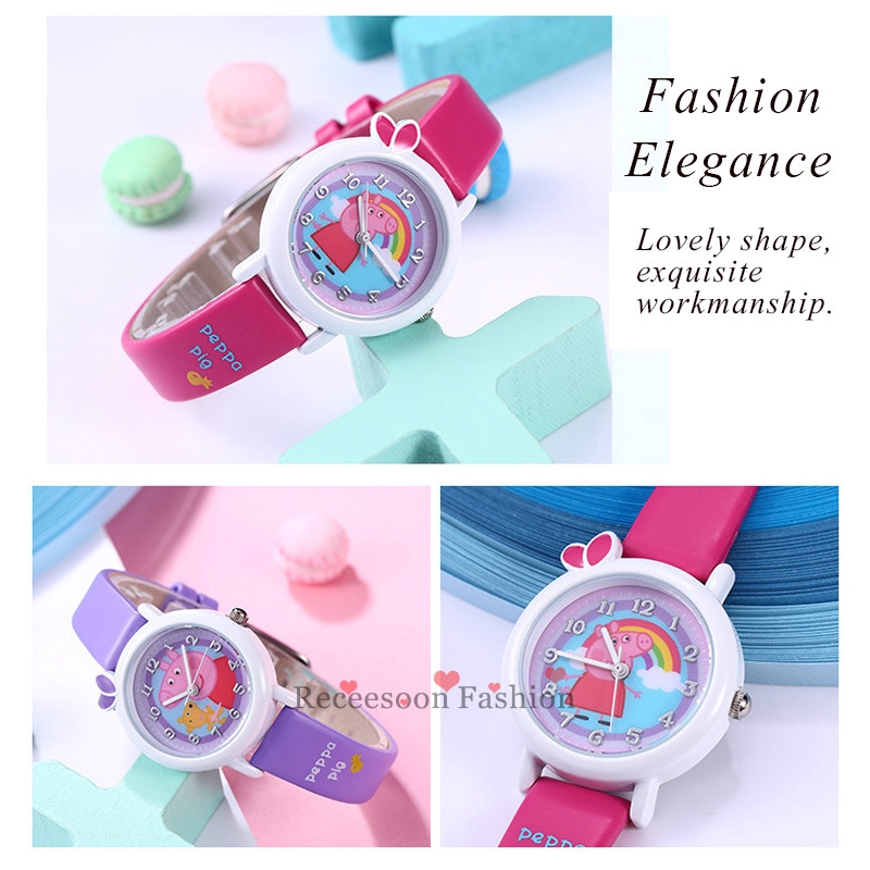 Đồng hồ đeo tay kiểu hoạt hình heo Peppa dành cho bé