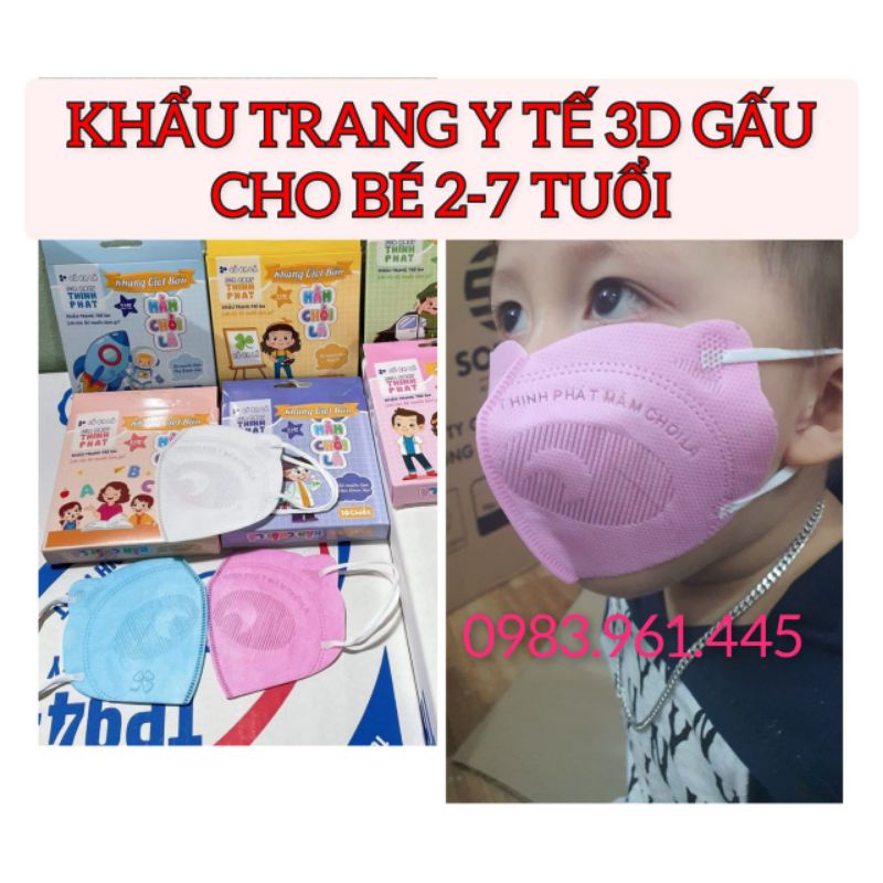 Hộp 10 Chiếc Khẩu trang 3D hình Gấu Panda cho bé 1-5 tuổi