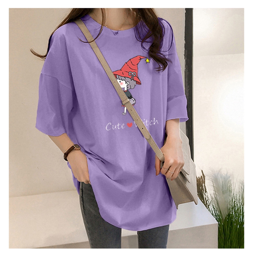 NRVP Áo thun tay ngắn dáng rộng mùa hè 2020 in họa tiết ngộ nghĩnh cho nữ