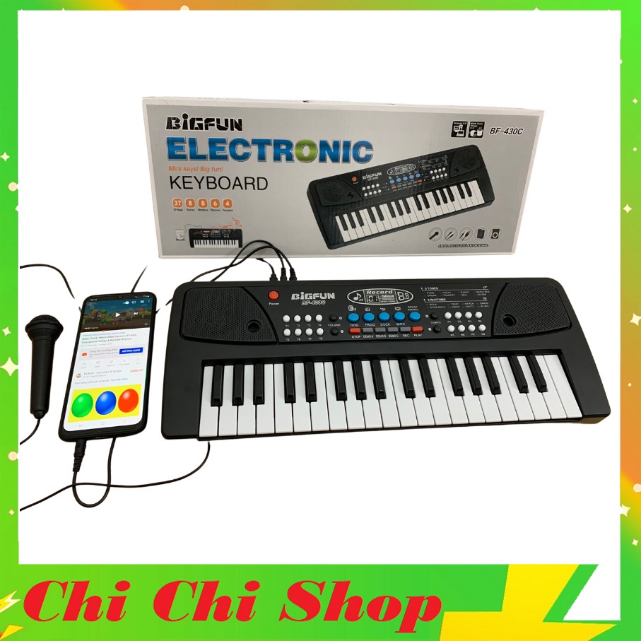 Đàn Organ Có Mic Chạy Cắm Điện, Kết Nối Điện Thoại Tạo Beat Giai Điệu, 37 Phím Đa Chức Năng