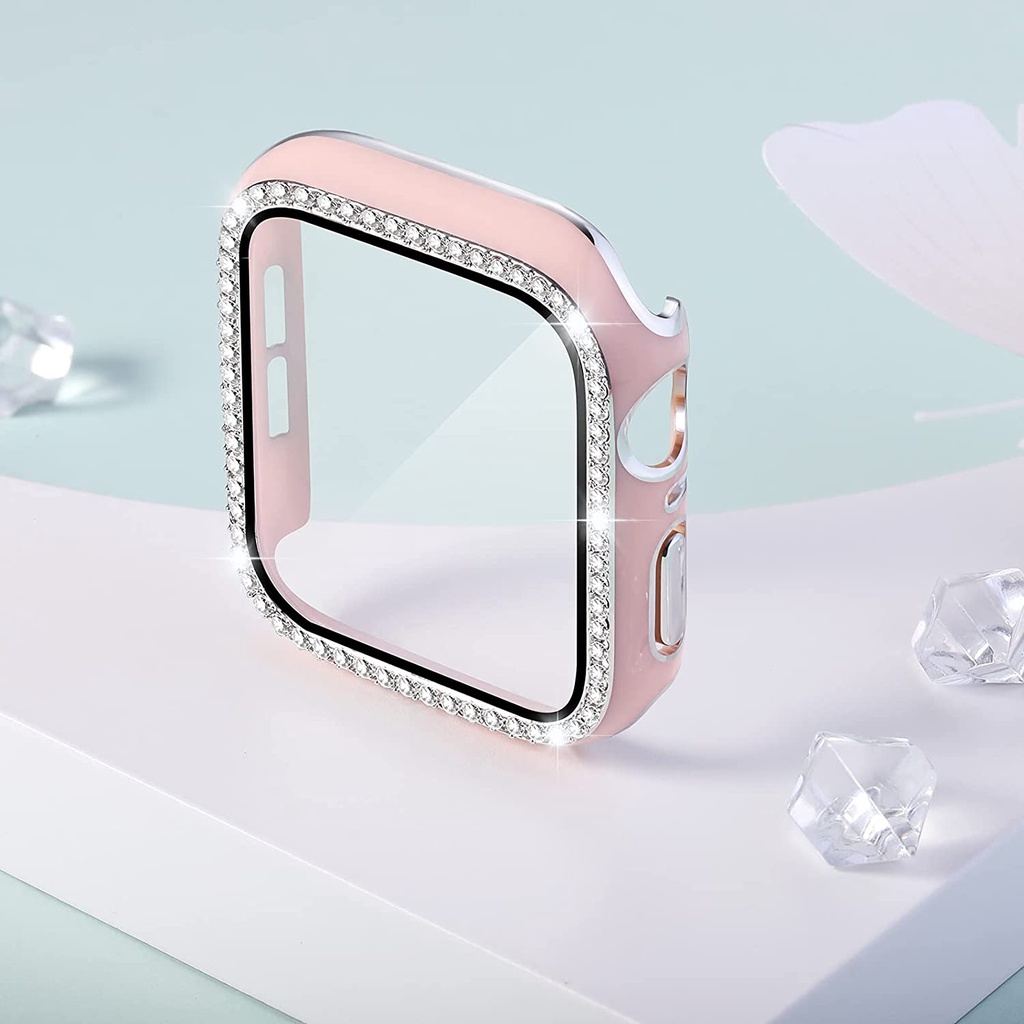 Ốp Bảo Vệ Mặt Đồng Hồ + Kính Cường Lực Bảo Vệ Màn Hình Apple watch 45mm 41mm 40mm 44mm 42 38mm Series 7 3 4 5 6 SE