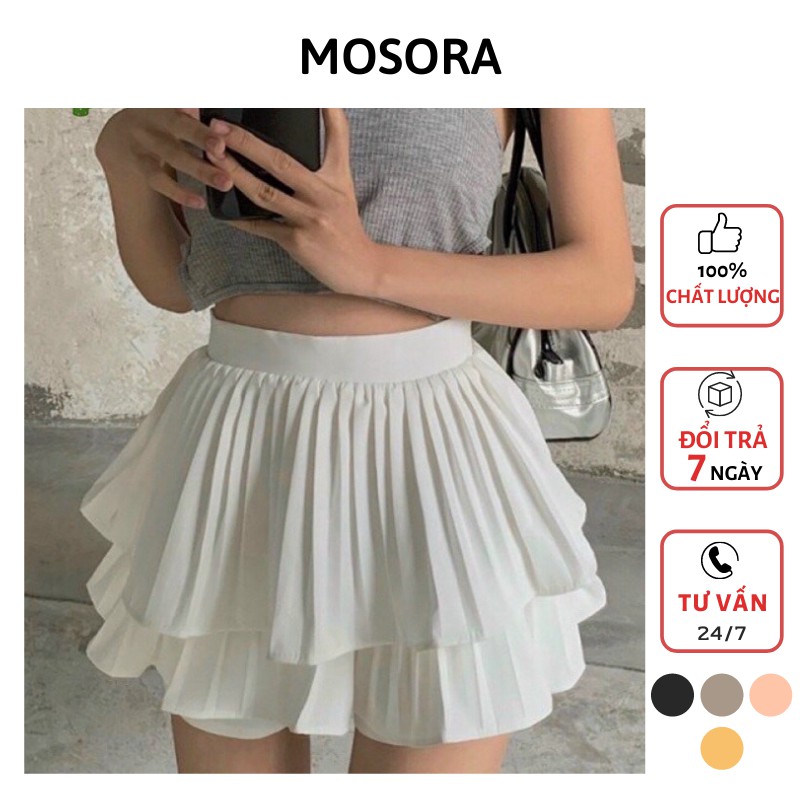 Chân Váy Nữ Tầng Xếp Ly Xòe Dáng Ngắn 2 Tầng Lưng Cạp Cao MOSORA | BigBuy360 - bigbuy360.vn