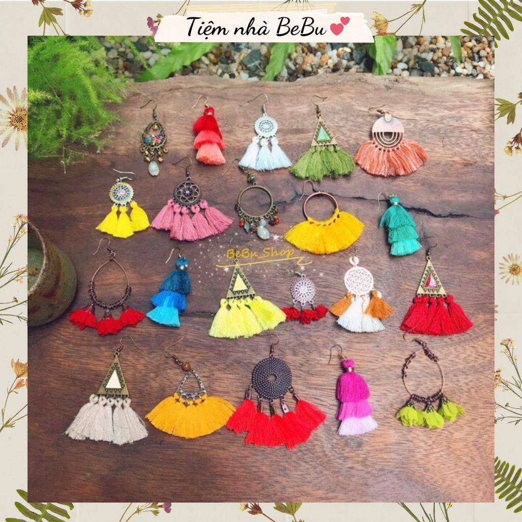 🌈Khuyên tai Vintage, bông tai tuarua xinh sắc màu phong cách Boho nhiều mẫu chọn