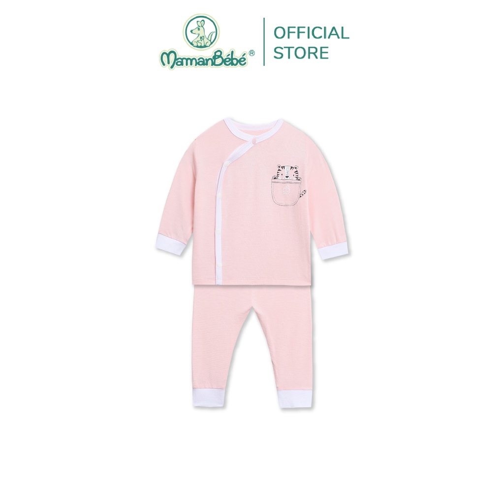 Bộ đồ dài tay La Pomme cúc lệch Tiger Cub - Hồng