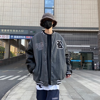 Áo Khoác Bóng Chày Dáng Rộng Thêu Chữ Phong Cách Nhật Bản Thời Trang Xuân Thu Cho Nam