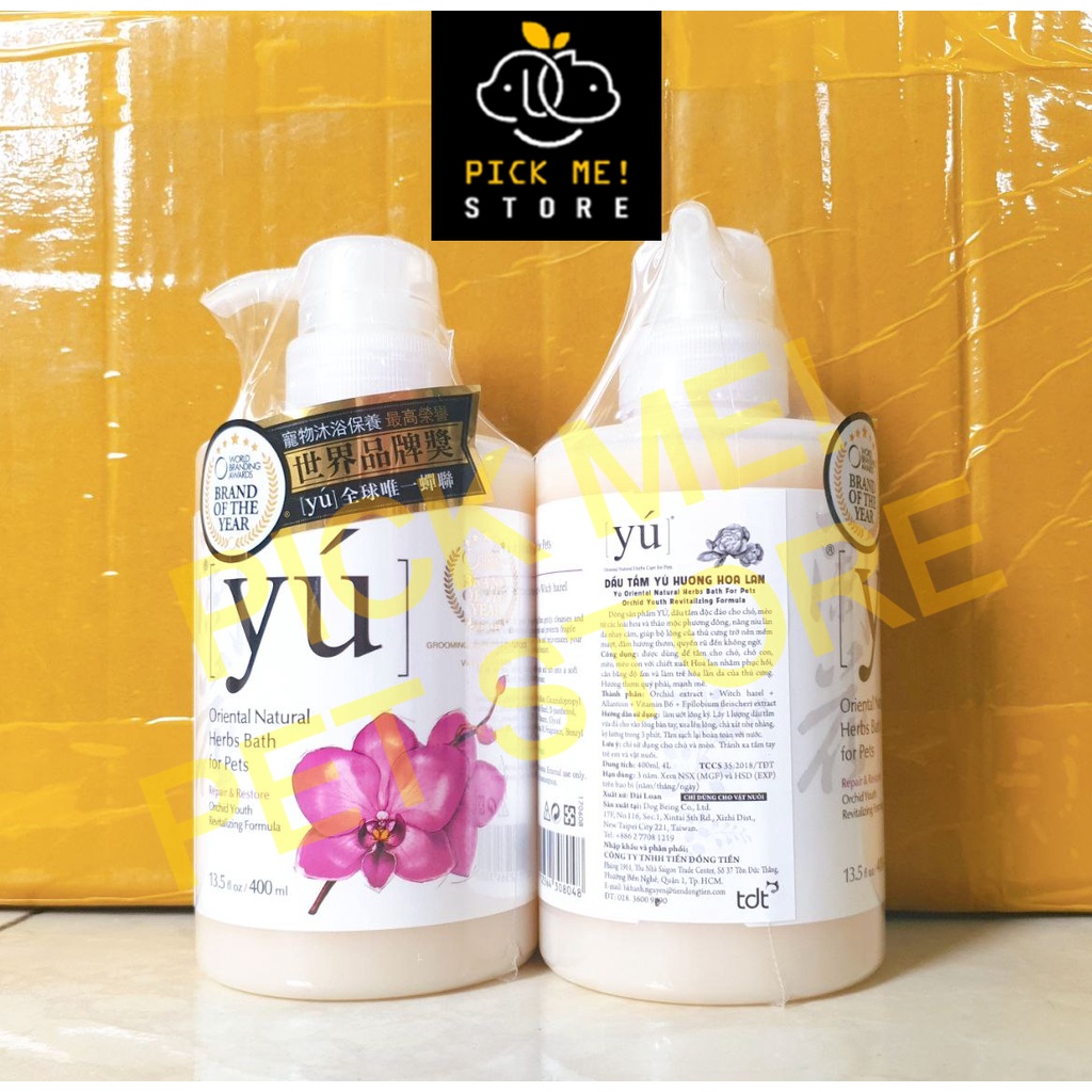 [400ml] Sữa Tắm YU, YÚ Cho Chó Mèo - Hương Nước Hoa Cao Cấp, Thơm Lâu, Ngát Hương Hoa