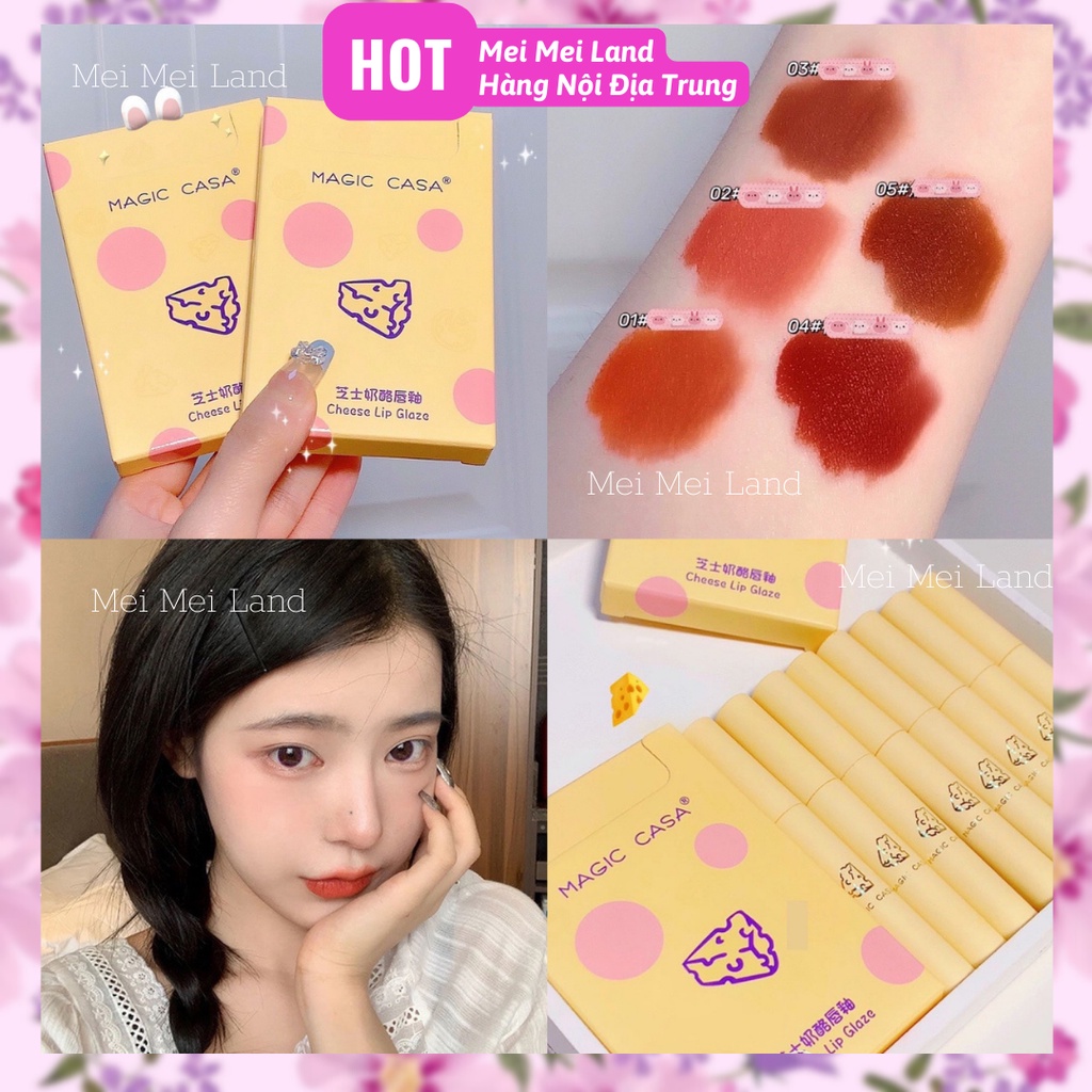 (Chính Hãng) [Hàng Mới Về] Set 5 Son Kem Lì MAGIC CASA Chese Lip Glaze Mềm Mịn Lâu Trôi Hàng Nội Địa Trung