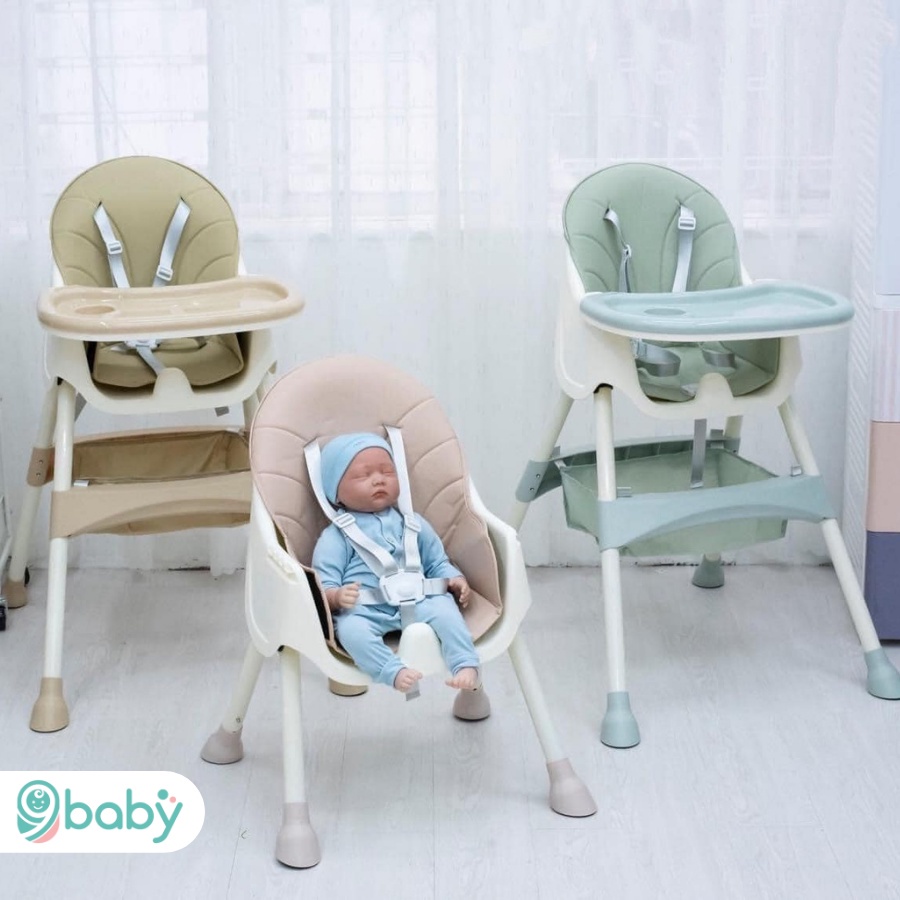 FREE SHIP !!! Ghế ăn dặm cho bé điều chỉnh độ cao 9BABY, kèm mặt bàn dành cho bé từ 6 tháng chịu lực tới 70kg