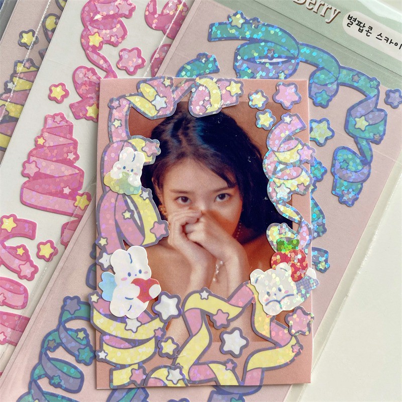 Sticker Toploader Decor Ruy Băng Hologram Confetti RIBBON Hình Dán Trang Trí Sổ Polaroid BTS BlackPink Bullet Journal