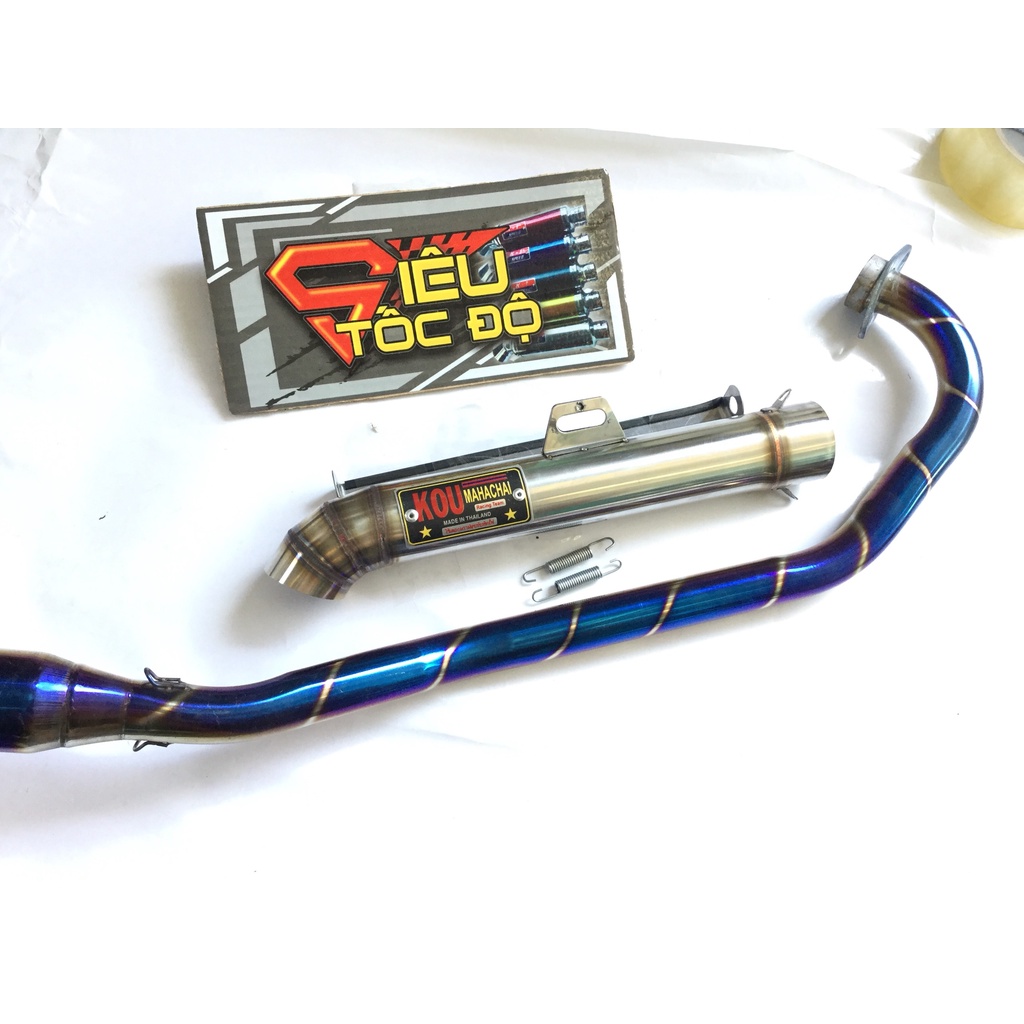 Pô KOU inox 304 full tem nhôm đóng bao gồm cả cổ pô titan độ GẮN CHO NHIỀU LOẠI XE