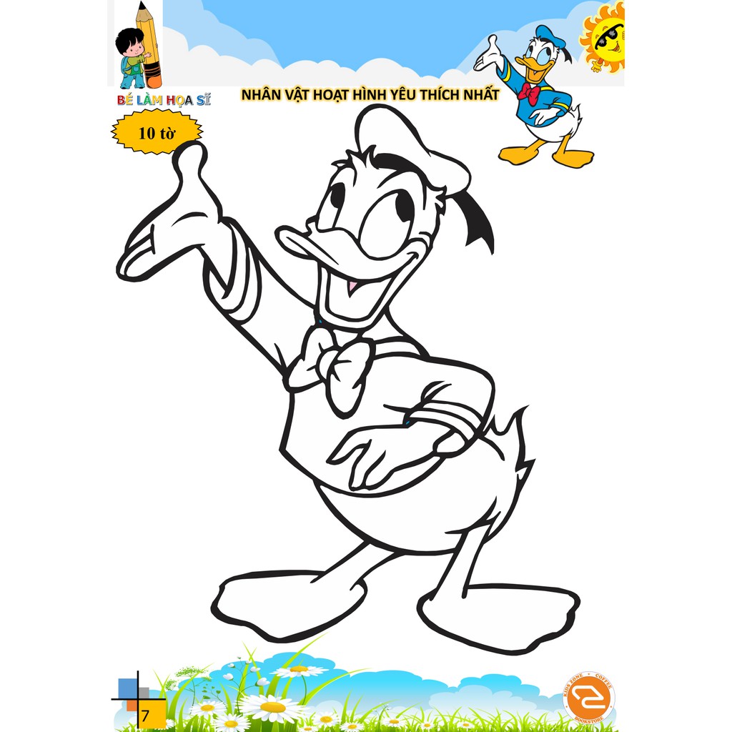 Tập 10 tờ tô màu nhân vật hoạt hình được yêu thích Disney