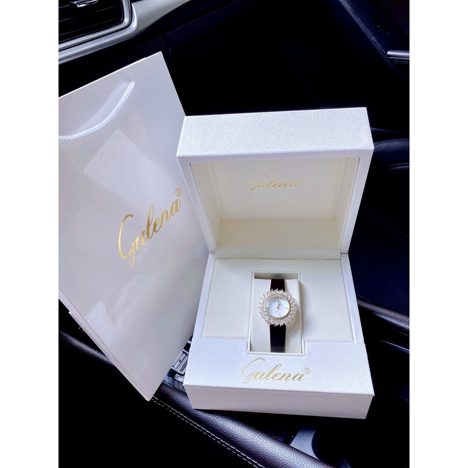 Đồng hồ đeo tay nữ, đồng hồ nữ chính hãng GULENA dây da cao cấp, viền kim cương nhân tạo cực kỳ sang chảnh, siêu sang