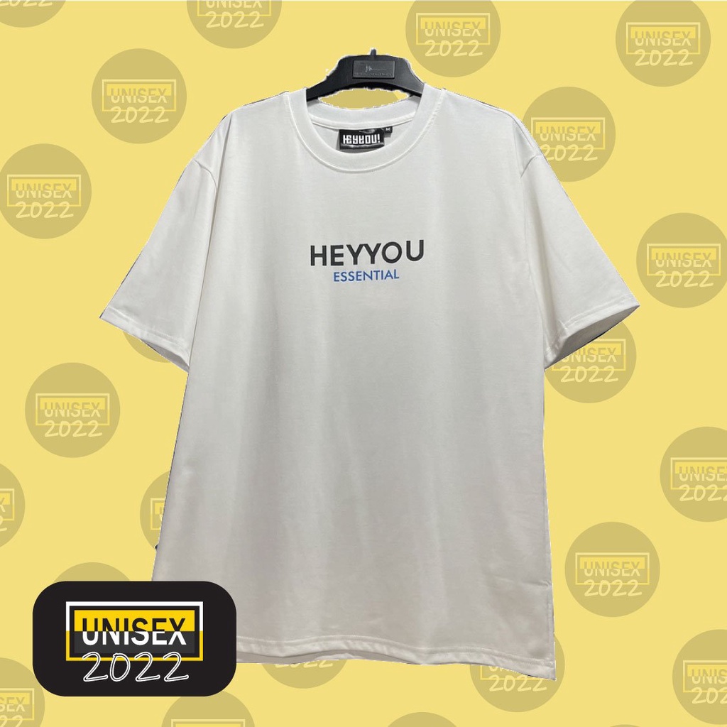 Áo thun cotton nam nữ form rộng tay ngắn in chữ Heyyou Essential – Unisex 2022